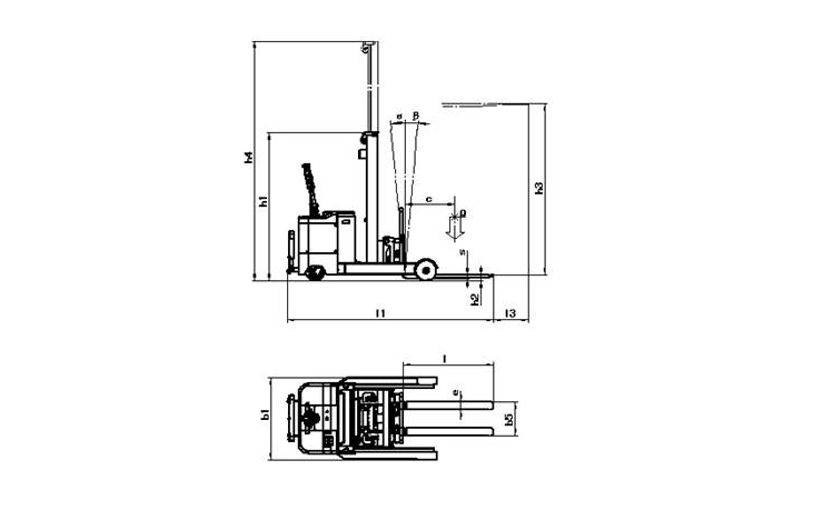 全電動(dòng)堆高車(chē)（1T 雙門(mén)架）平面圖